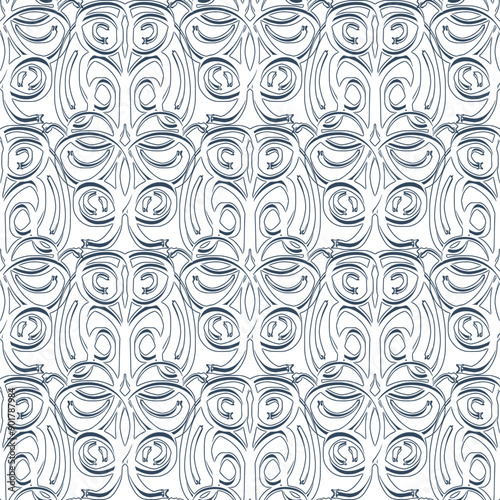 Seamless pattern with stylized ethnic pattern. Hand-drawn illustration.