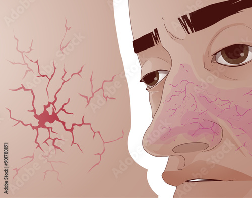 Spider Angioma. Vascular spider. Skin problems. Healthcare illustration. Vector illustration.