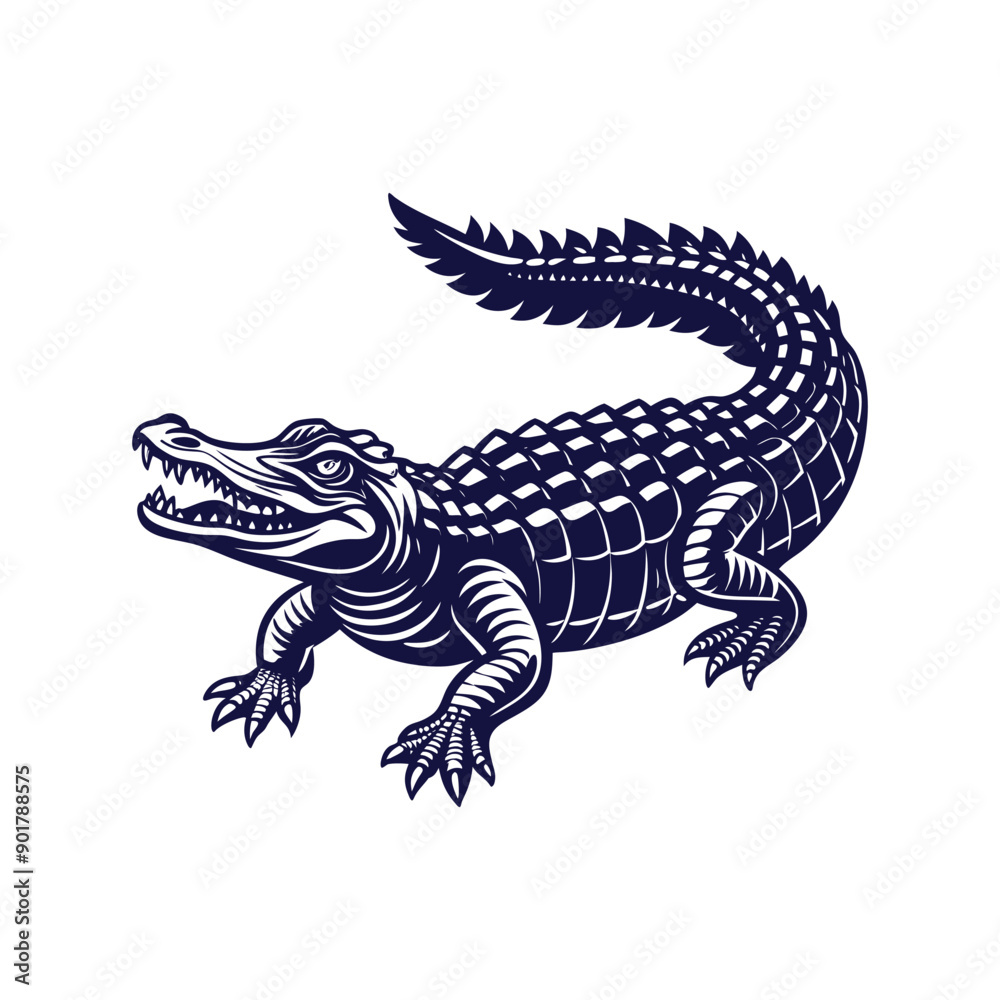 Naklejka premium Vector cartoon Alligator Crocodile silhouettes Clipart illustration On a White Background