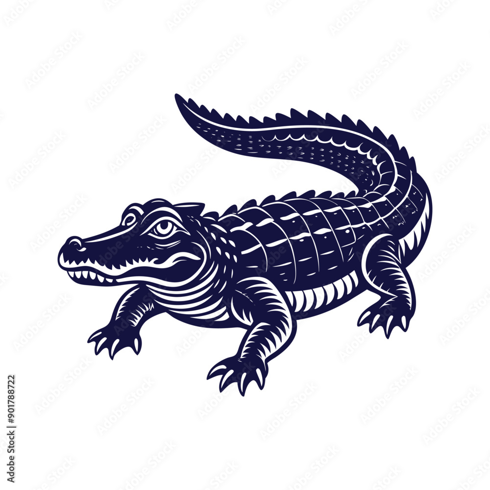 Vector cartoon Alligator Crocodile silhouettes Clipart illustration On a White Background Vector cartoon Alligator Crocodile silhouettes Clipart illustration On a White Background
