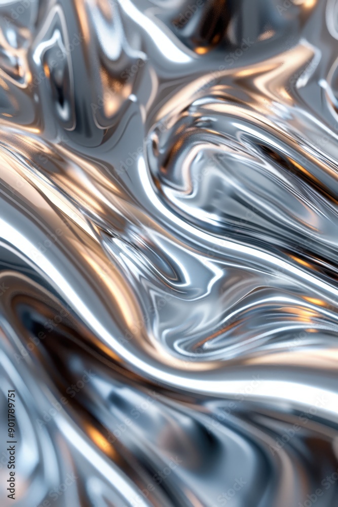 Shiny Chrome Abstract Fluid Metal Texture With Swirling Patterns Shiny Chrome Abstract Fluid Metal Texture With Swirling Patterns