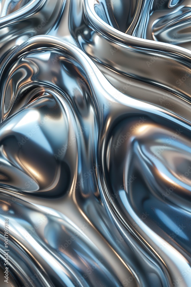 Abstract Shiny Chrome Texture With Flowing Fluid Metal Design Abstract Shiny Chrome Texture With Flowing Fluid Metal Design