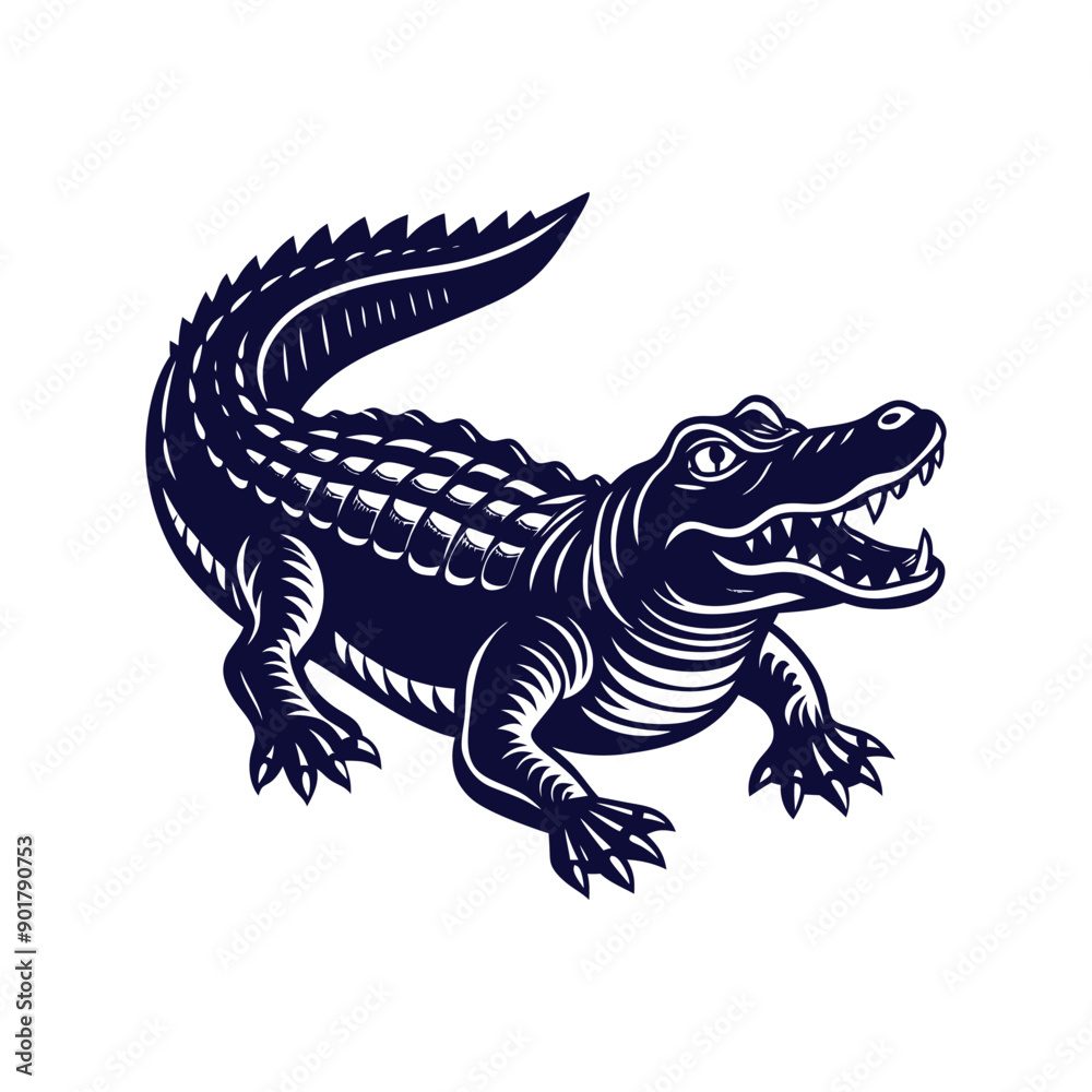 Obraz premium Vector cartoon Alligator Crocodile silhouettes Clipart illustration On a White Background