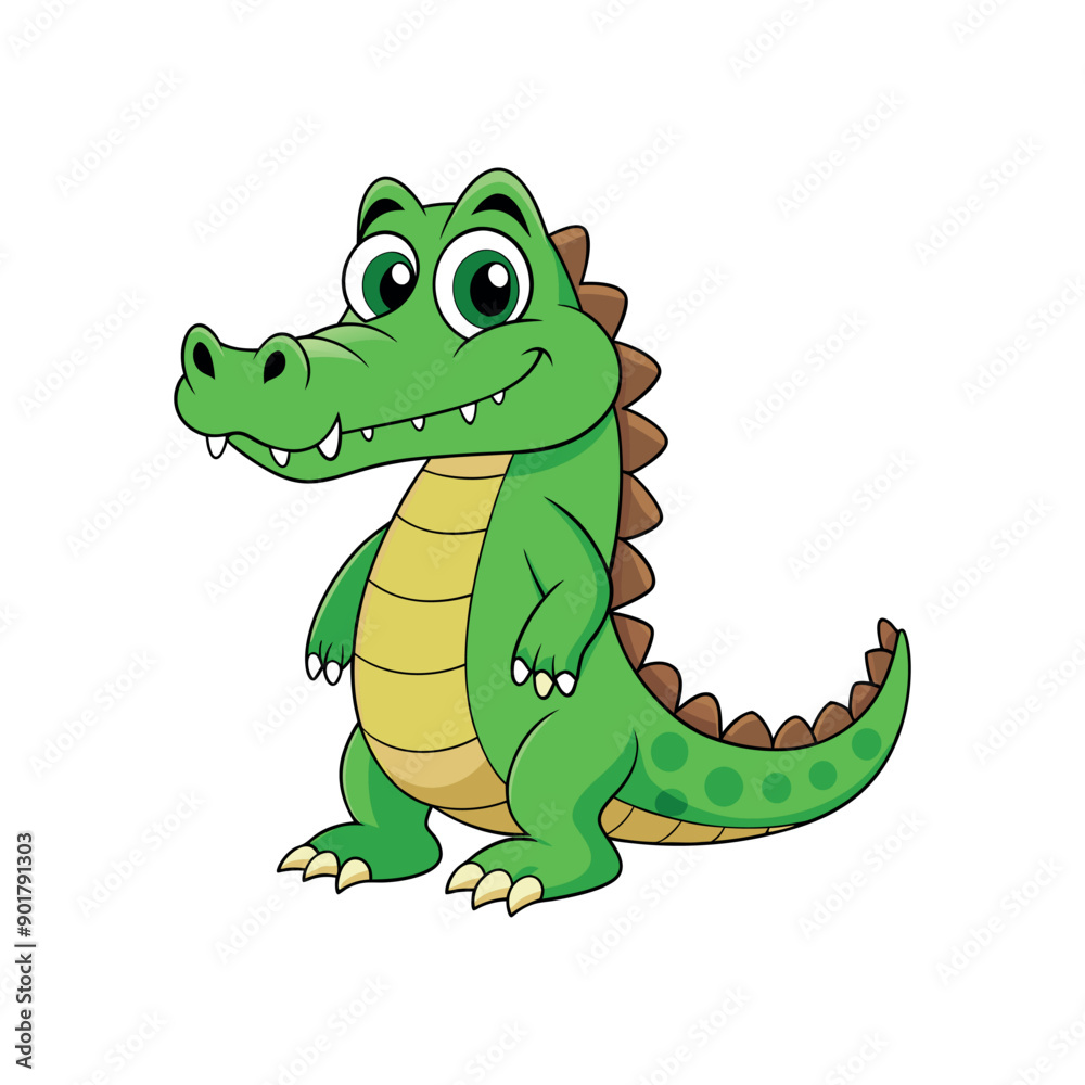 Naklejka premium Vector cartoon Alligator Crocodile Clipart illustration On a White Background