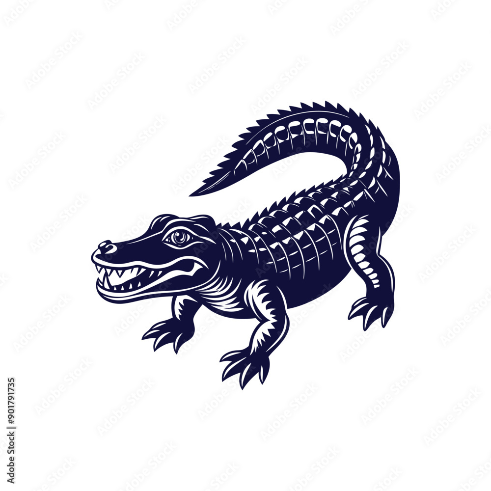Naklejka premium Vector cartoon Alligator Crocodile silhouettes Clipart illustration On a White Background