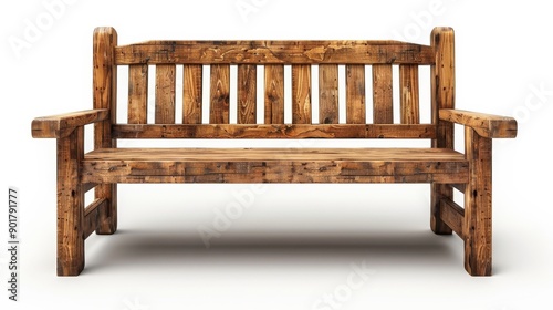 Wallpaper Mural Classic wooden bench standing on white background representing concepts of rest, park and outdoor leisure Torontodigital.ca