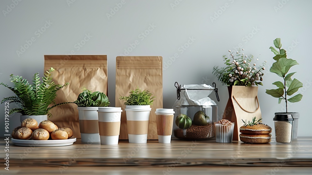 Eco-Friendly and Sustainable Packaging Solutions. Cardboard and paper packages. AI generated image Eco-Friendly and Sustainable Packaging Solutions. Cardboard and paper packages. AI generated image