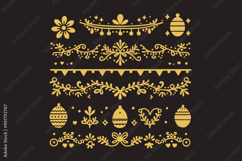 Fototapeta premium Ornament vector art illustration. floral vine, border, golden vector design. 