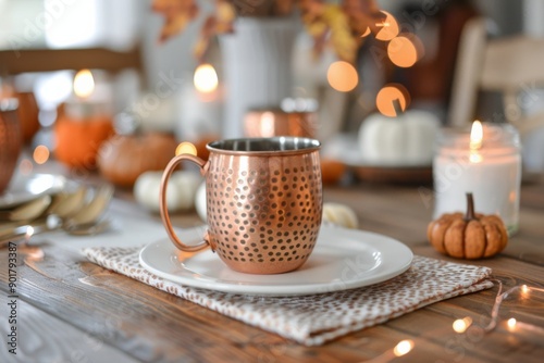 Fall Table Setting With Pumpkins and Candles