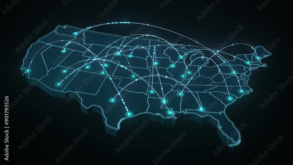 USA map - connected cities