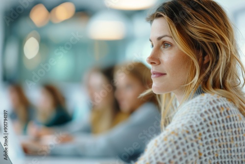 Woman Working on Laptop in Office
