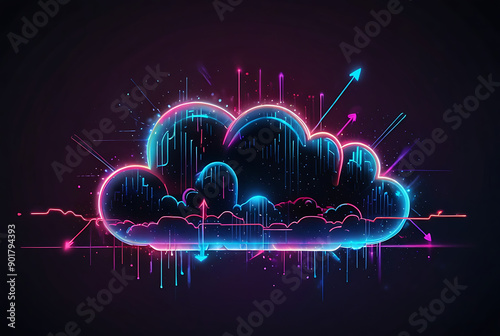 Network computing technologies, showcasing a futuristic server. Cloud or edge computing technology concept.