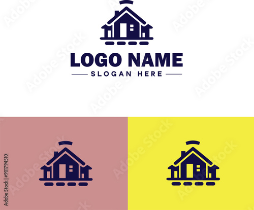 Real estate development icon Property development Real estate project Housing development flat logo sign symbol editable vector