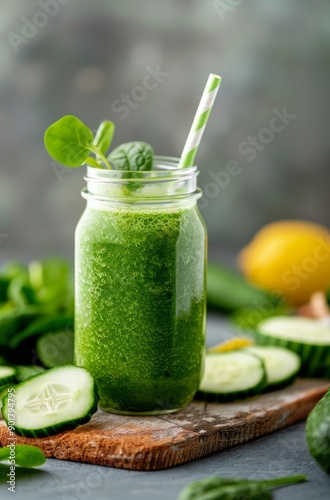 Green Smoothie With Cucumber and Spinach