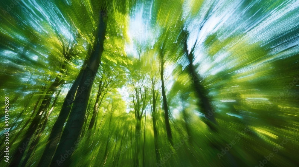 Blurred Sky View of Forest Trees Summer and Spring Landscape Blurred Sky View of Forest Trees Summer and Spring Landscape