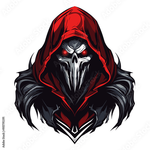 Reaper vector mascot logo design with modern illustration concept style for badge, emblem and tshirt printing. Reaper sticker. Reaper illustration for sport and esport team logotype
