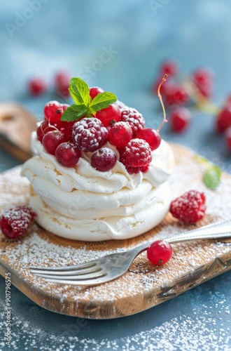 Meringue Dessert With Red Currants