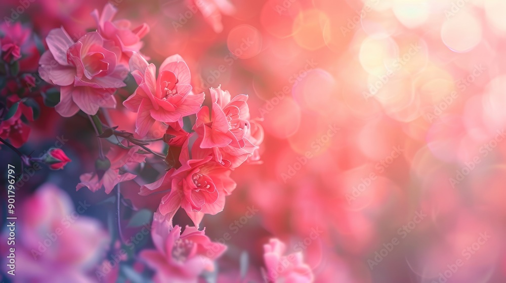 Fototapeta premium Blurred pink flowers background for advertising or wallpaper use