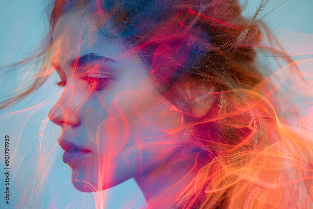 portrait of a woman with flowers. Close up. AI Generated portrait of a woman with flowers. Close up. AI Generated
