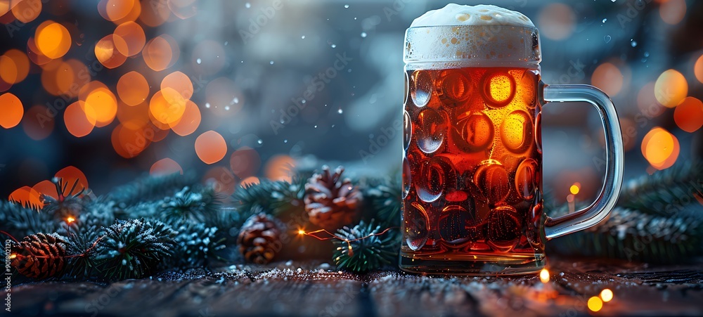 a glass of beer with a foamy top and a few pine cones. a glass of beer with a foamy top and a few pine cones.