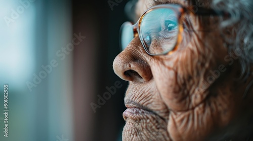 A serene and calming scene near a window, where the focus is on the blur of distant background details, evoking a sense of peace and introspection. photo