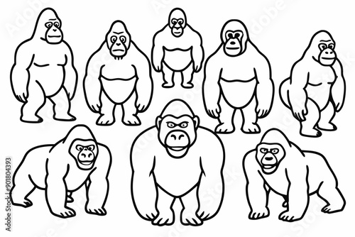 Gorilla line art illustration Design Concepts