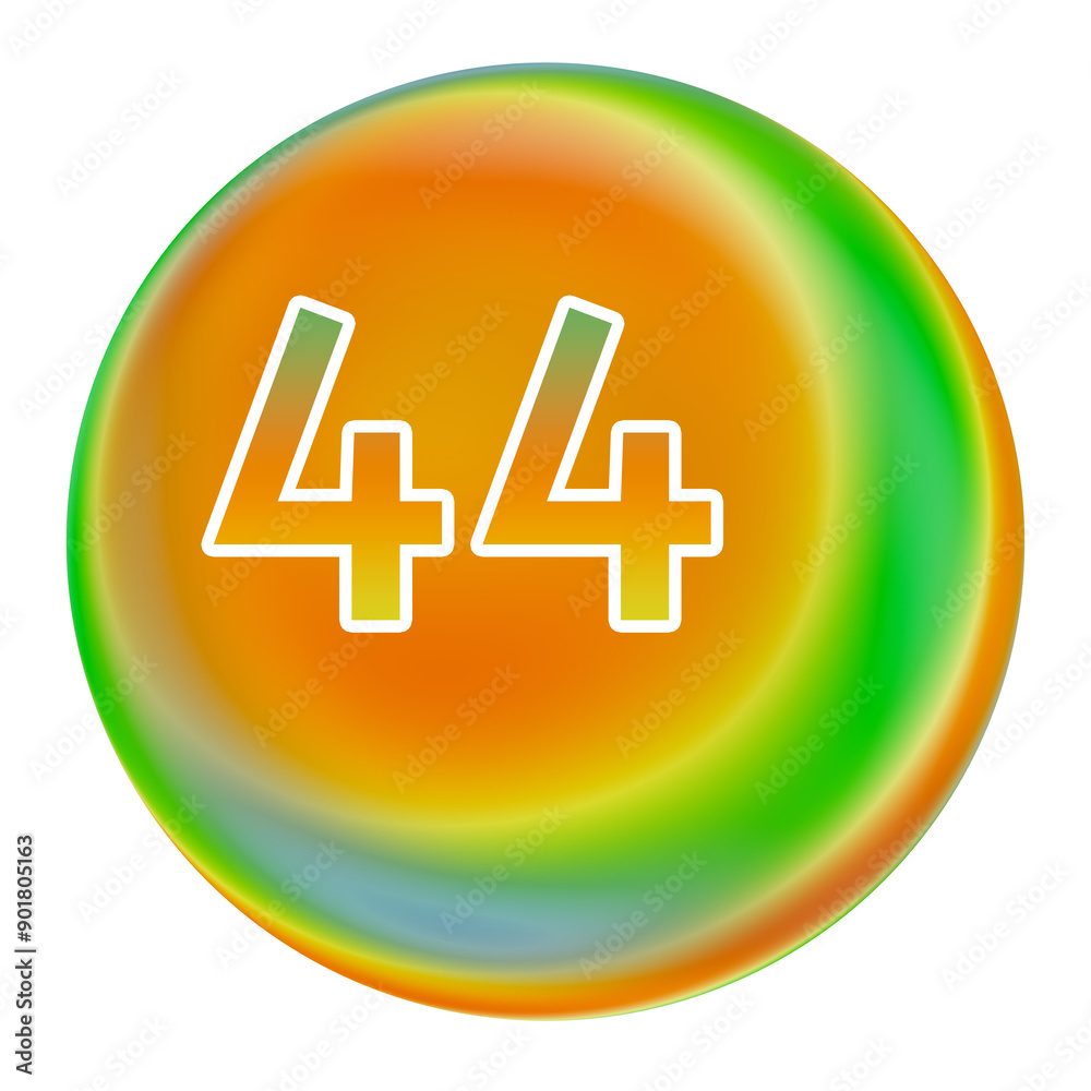 Colorful gradient sphere with number 44 Colorful gradient sphere with number 44