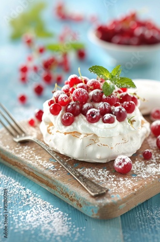 Meringue Dessert With Red Currants
