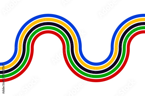 Colorful Olympic Games rainbow wavy lines flag isolated