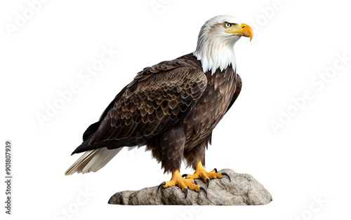  Majestic bald eagle perched on a rock, ideal for wildlife and patriotic-themed projects. photo