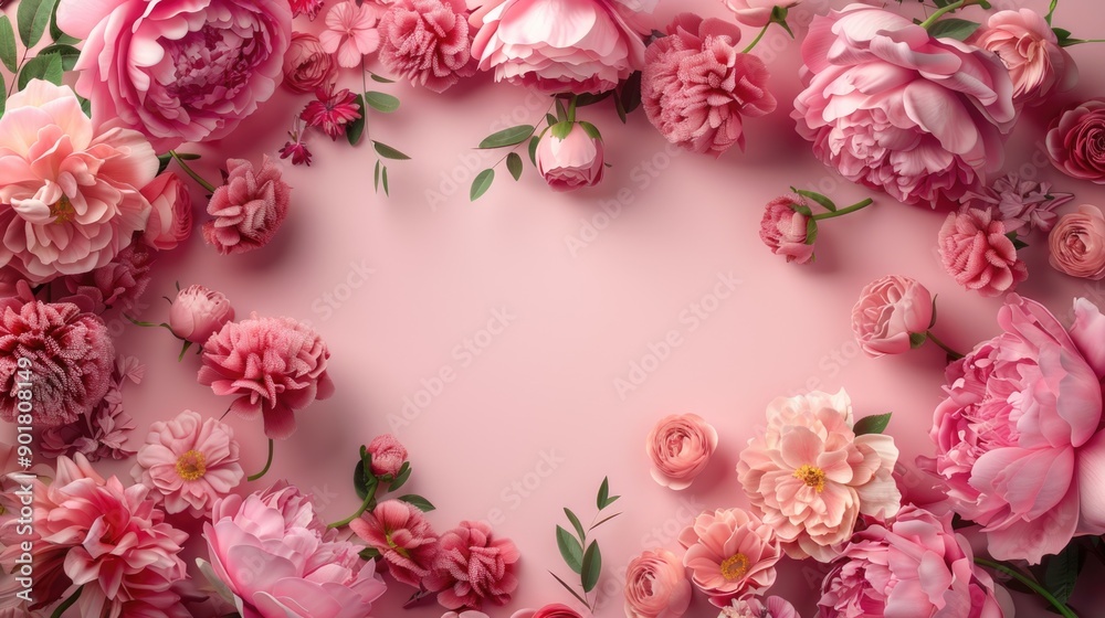 Elegant Pink Floral Border on Soft Background for Invitations and Greetings Elegant Pink Floral Border on Soft Background for Invitations and Greetings