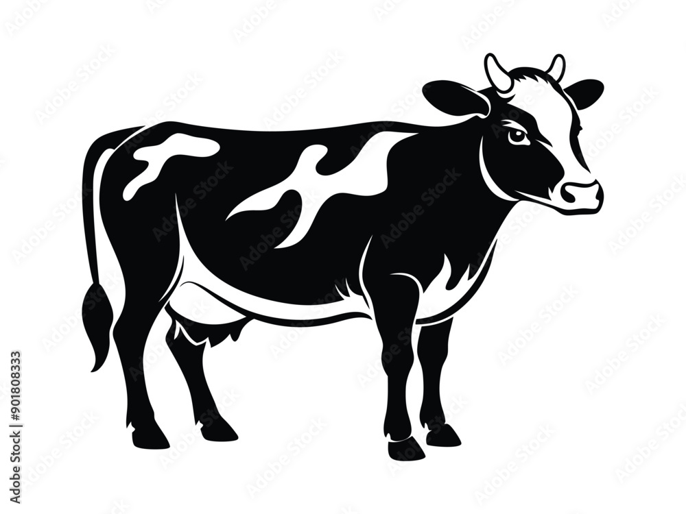 Fototapeta premium A cow vector art style black and white