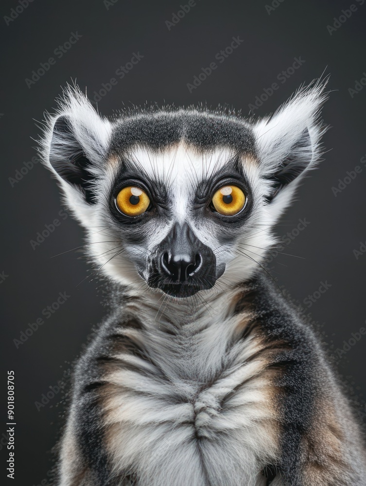 Obraz premium Close-Up Portrait of a Ring-Tailed Lemur