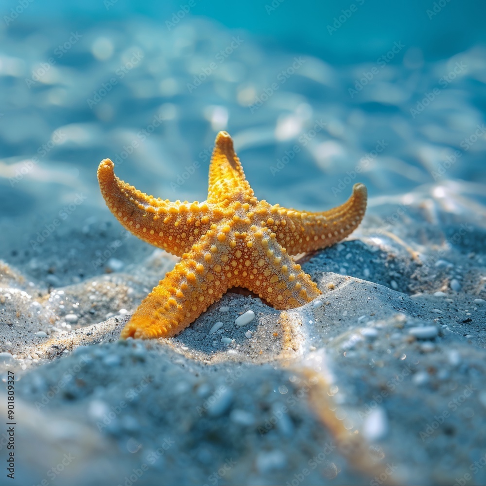 Close-up of a Textured Starfish on Ocean Floor with Clean White Background - Detailed Marine Life Photography Close-up of a Textured Starfish on Ocean Floor with Clean White Background - Detailed Marine Life Photography