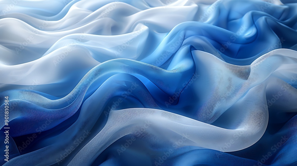 Fototapeta premium a close up of a blue and white fabric.