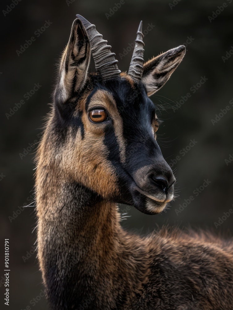 Fototapeta premium Close-Up Portrait of a Male Chamois