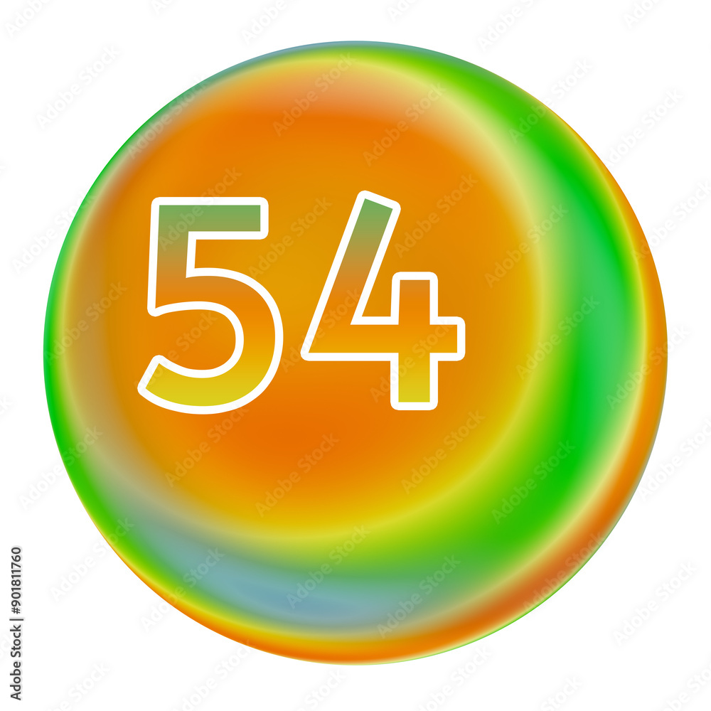 Fototapeta premium Colorful gradient sphere with number 54