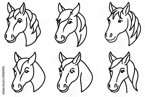 Horse head line art illustration Design