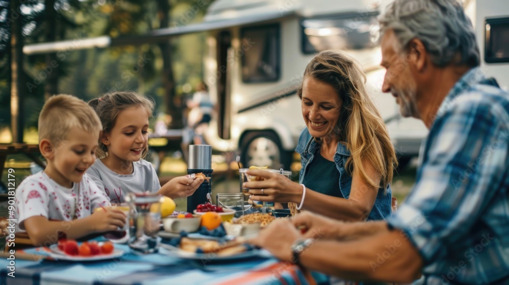 A group of people gathered around a table enjoying their meal A group of people gathered around a table enjoying their meal