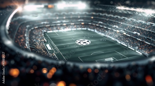 Nighttime View of an Empty Soccer Stadium