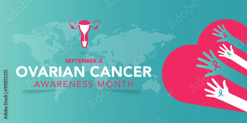 Ovarian cancer awareness month is observed every year in september. September is ovarian cancer awareness month. Vector template for banner, greeting card, poster with background. Vector illustration.