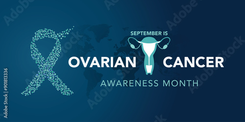 Ovarian cancer awareness month is observed every year in september. September is ovarian cancer awareness month. Vector template for banner, greeting card, poster with background. Vector illustration.