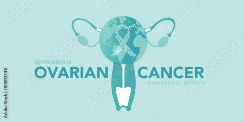 Ovarian cancer awareness month is observed every year in september. September is ovarian cancer awareness month. Vector template for banner, greeting card, poster with background. Vector illustration.