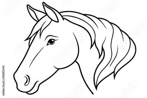 Horse head line art illustration Design