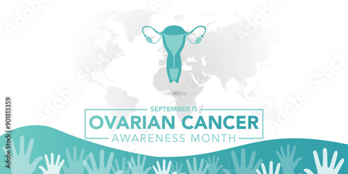 Ovarian cancer awareness month is observed every year in september. September is ovarian cancer awareness month. Vector template for banner, greeting card, poster with background. Vector illustration.