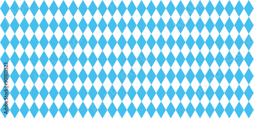 Bavarian Oktoberfest seamless pattern with blue and white rhombus Flag of Bavaria Oktoberfest blue checkered background Wallpaper Vector old diamonds background