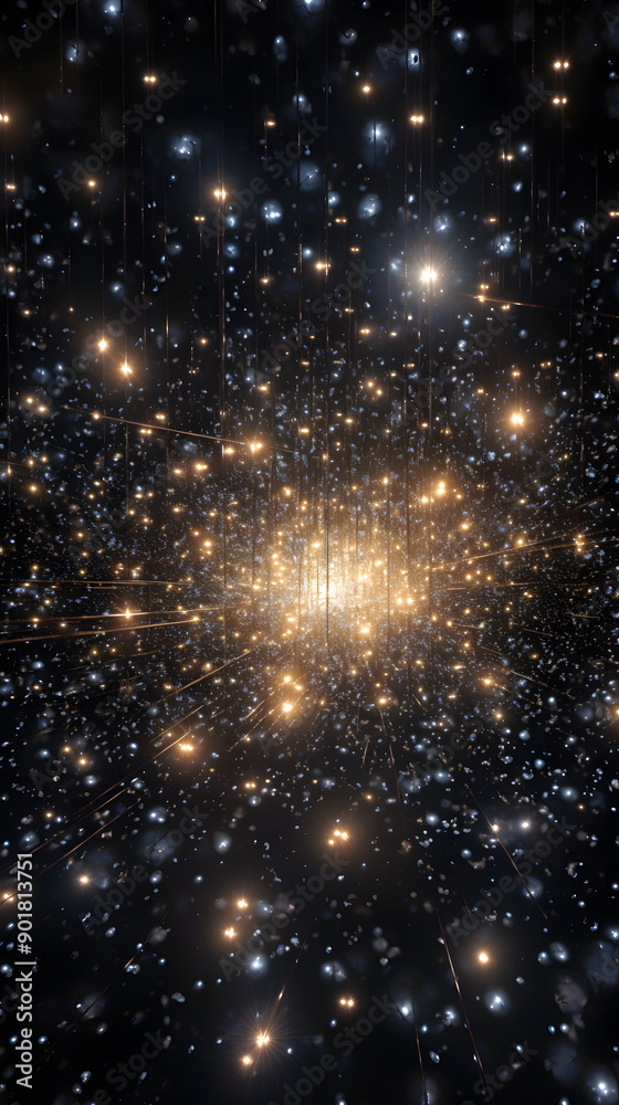 Obraz premium A mesmerizing display of countless lights arranged in a grid pattern, creating an illusion of depth and a starry sky.