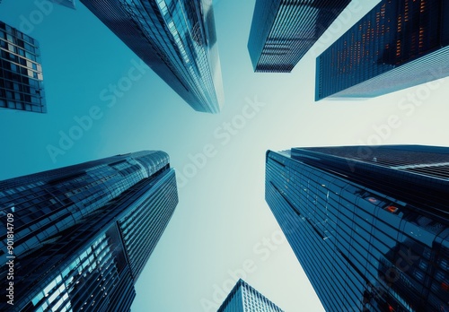 Skyward View of Modern Skyscrapers
