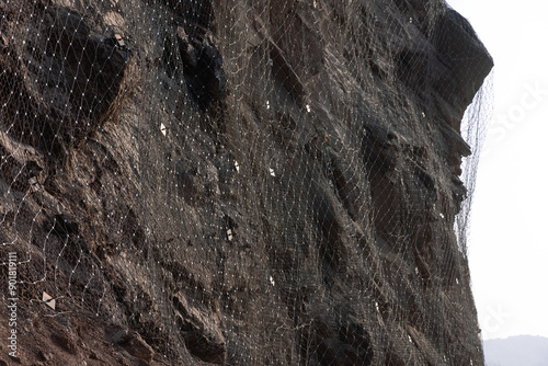 Obraz na plátně Steel protective net or mesh to prevent rockfall