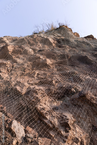 Fotografie Steel protective net or mesh to prevent rockfall